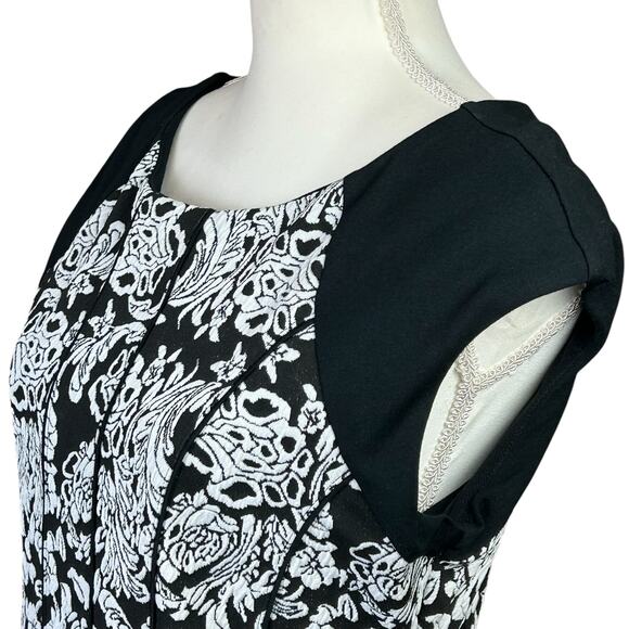 Alex Marie Dress Size Medium Black White Floral Lined Classic Fit Flare Corpcore - Picture 6 of 10